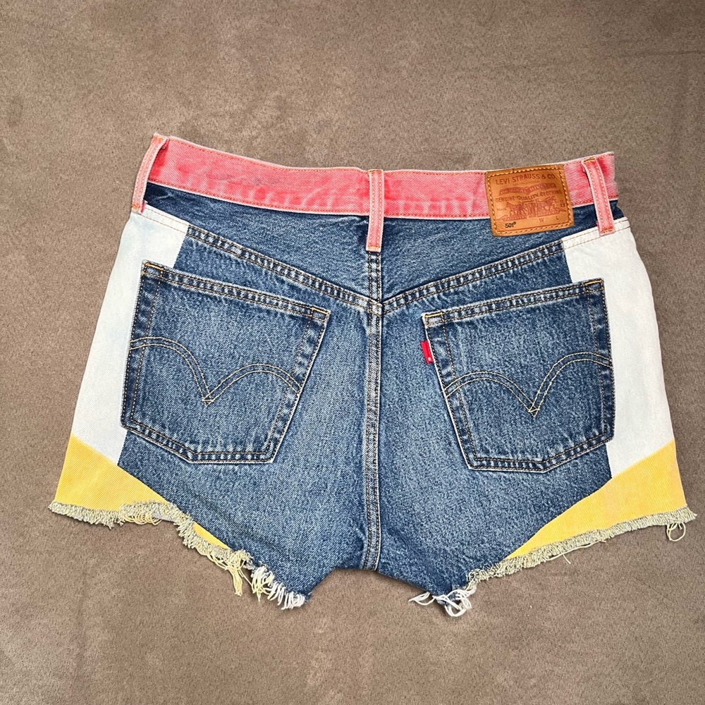 Levis signature rare colorblock cutoff retro button fly shorts - denim - sz 28